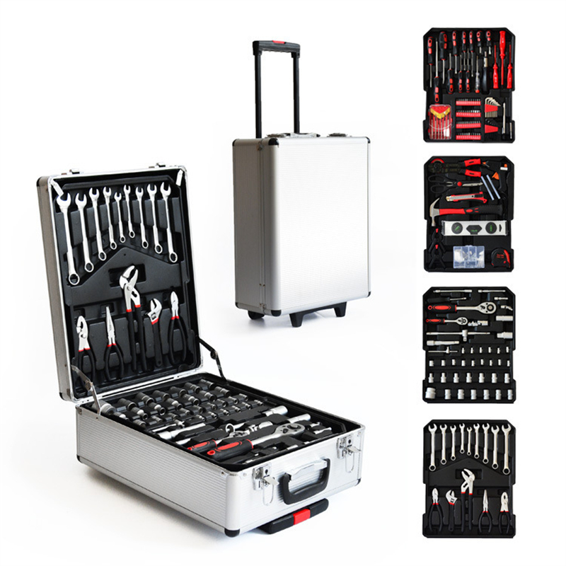 Socket Wrench - 186-teiliger Aluminium-Trolley-Mechaniker-Werkzeugsatz mit Steckschlüsseln und Handwerkzeugen