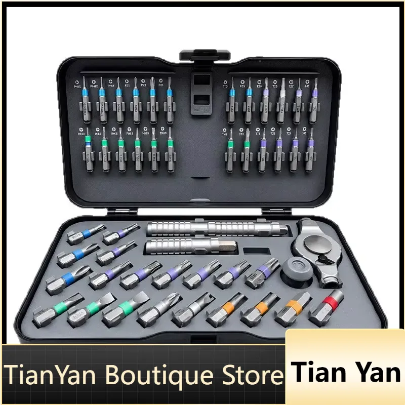 Screwdriver Set - EE1 49-in-1 Ratschenschraubendreher-Set mit S2-Bits, Metall,