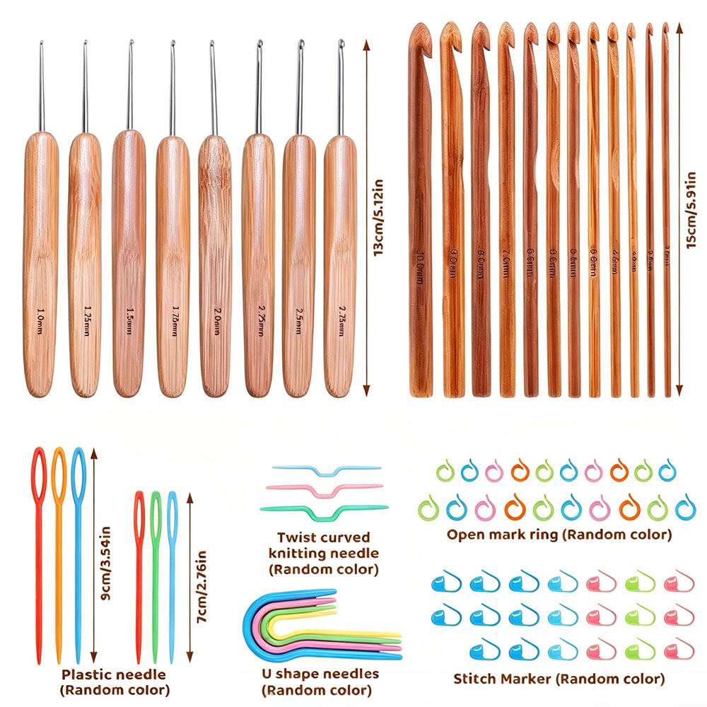 74-teiliges Bambus-Häkelnadel- – Tool Set Bewertung und Preis